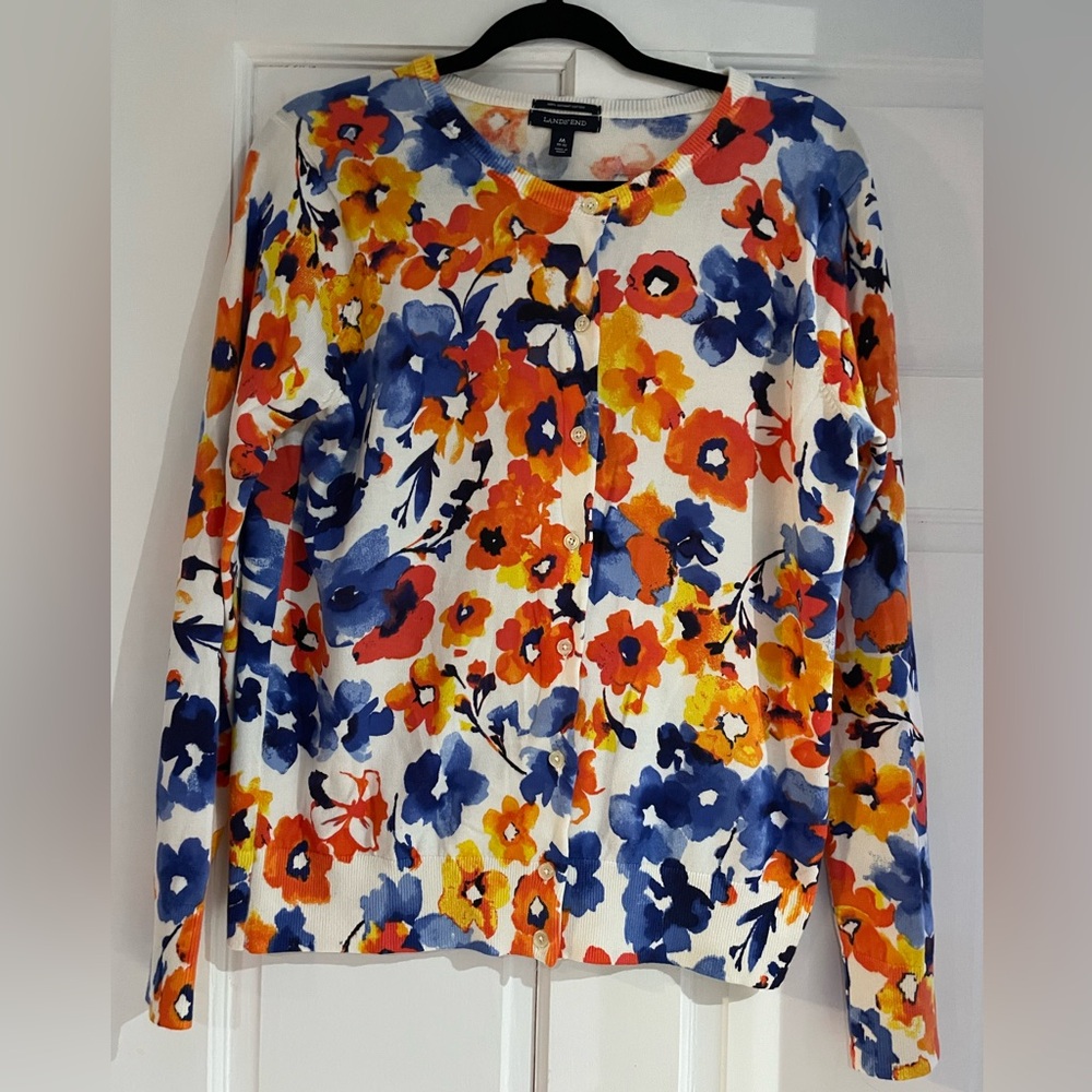 Lands' End Floral Cardigan